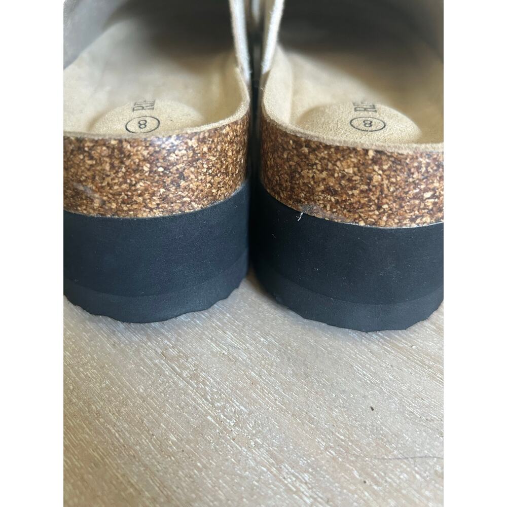 Rihero Suede Slip On mules Beige Platform Sole Cushioned Footbed  Casual Comfort - Picture 8 of 11